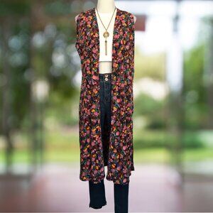 LuLaRoe Joy Long Vest – Midnight Garden Edition
